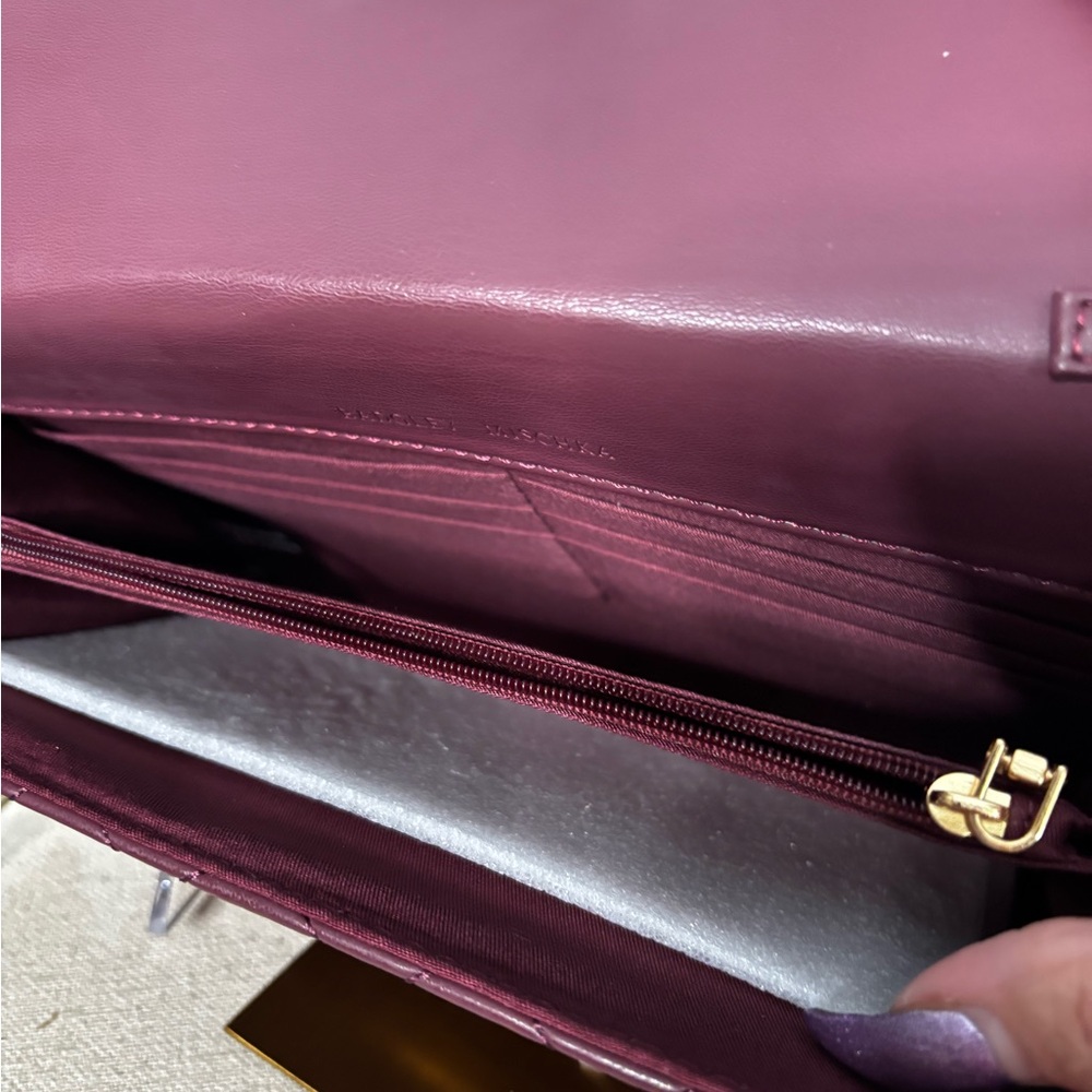Quilted Plum Shoulder Bag with Gold Hardware - Picture 11 of 11